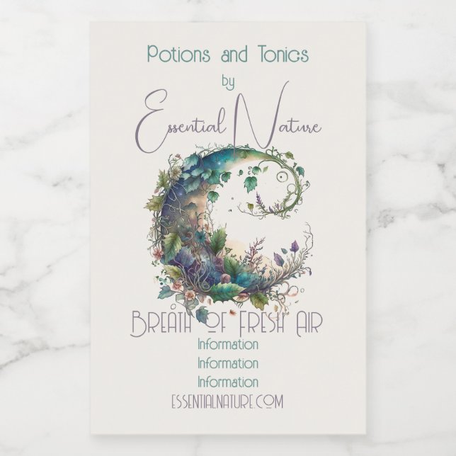 Skapa din egen Boho Wildblomma Ivy Måne Mat Etikett (Singel etikett)