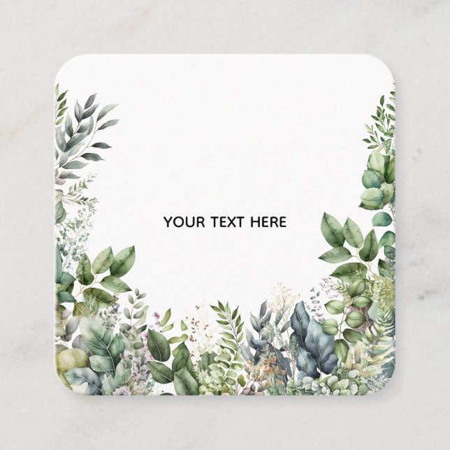 Skapa din egen botaniska design fyrkantigt visitkort (Framsida)