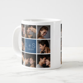 Skapa din egen bröllopsfotocollage-monogram jumbo mugg