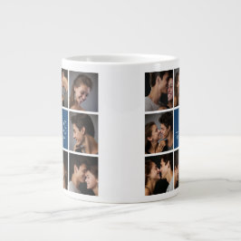 Skapa din egen bröllopsfotocollage-monogram jumbo mugg