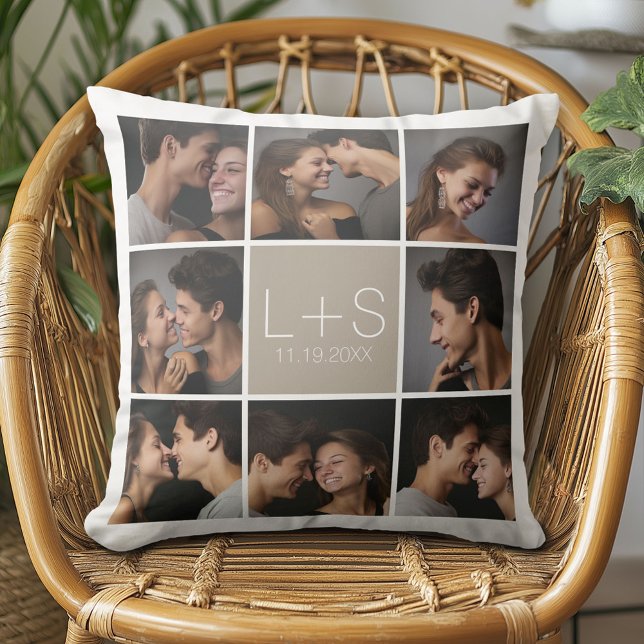 Skapa din egen bröllopsfotocollage-monogram kudde (Custom Anniversary Pillow)