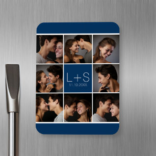 Skapa din egen bröllopsfotocollage-monogram magnet