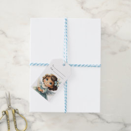 Skapa Din Egen Brunett Blå Ängel Jul Presentetikett