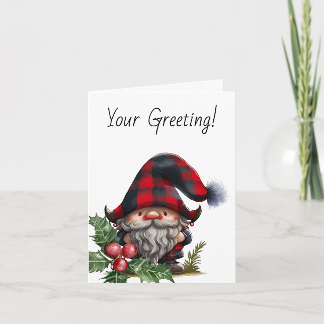 Skapa din egen Buffalo-rutiga julnisse Helgkort (Framsida)