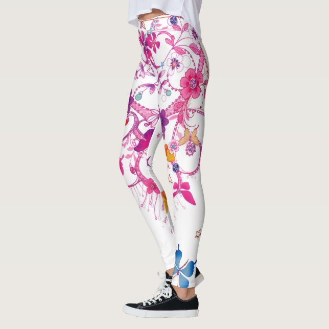 Skapa din egen Butterfly Blommigt Clothing Mönster Leggings (Vänster)