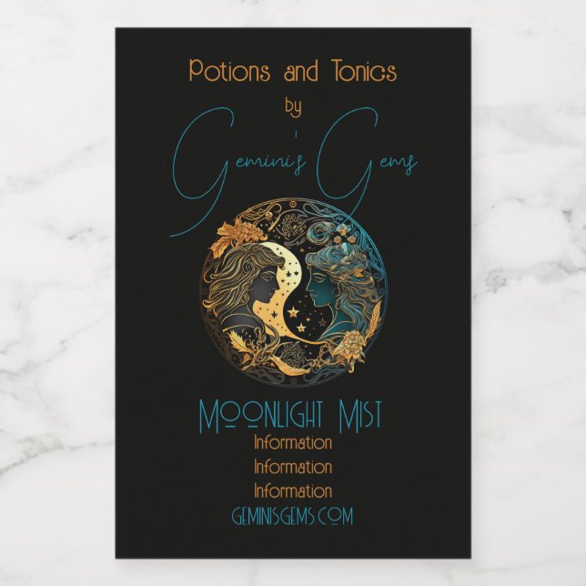 Skapa din egen Celestial Gemini Zodiac Vinetikett (Enkel etikett)