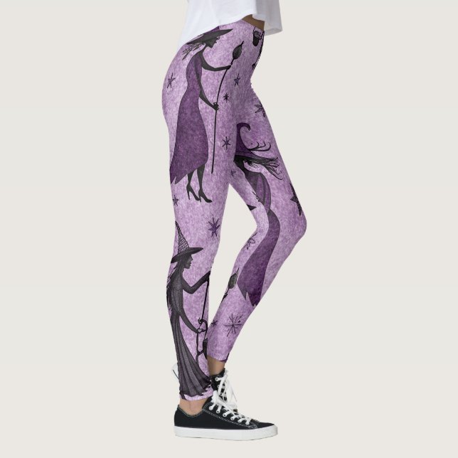 Skapa Din Egen Celestiala Lila Svarta Häxor Leggings (Höger)