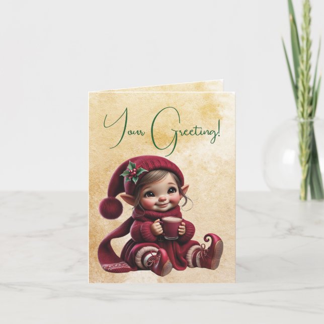 Skapa din egen Cheery Vintage-jultomte Helgkort (Framsida)