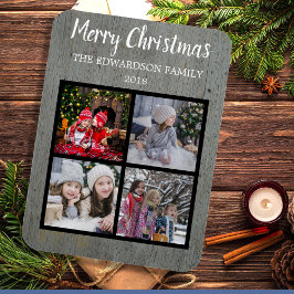 Skapa din egen christmas-familjs fotokollage magnet
