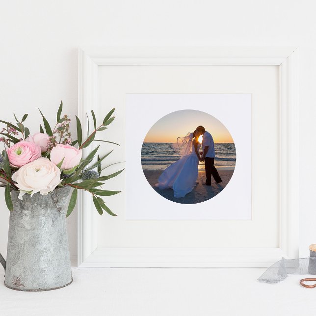 Skapa din egen cirkelform Bröllop 8" x 8" x 8" Fototryck (8x8 Circle Look Wedding Photo)