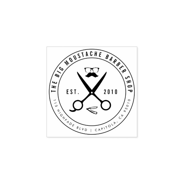 Skapa din egen cirkulära Hipster Barber Shop-Logot Stämpel (Tryck)