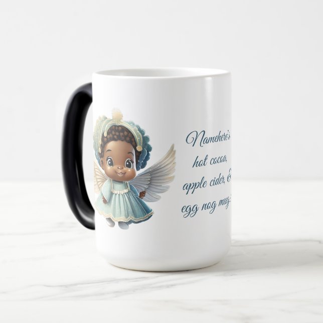 Skapa din egen Cute Black Girl-julängel Magisk Mugg (Framsida vänster)