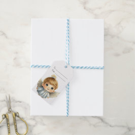 Skapa din egen Cute Blonde Boy-julängel Presentetikett