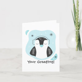 Skapa din egen Cute Penguin Blue-jul Helgkort