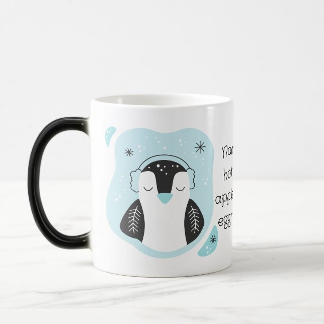 Skapa din egen Cute Penguin Blue-jul Magisk Mugg (Vänster)