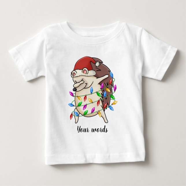 Skapa din egen dabbing jul Hedgehog T Shirt (Framsida)
