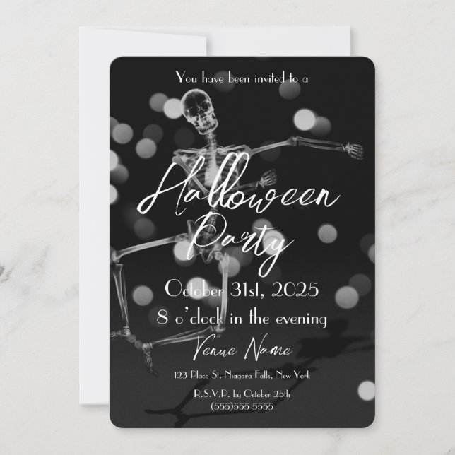 Skapa din egen dancing av X-Ray Skeleton Halloween Inbjudningar (Framsida)
