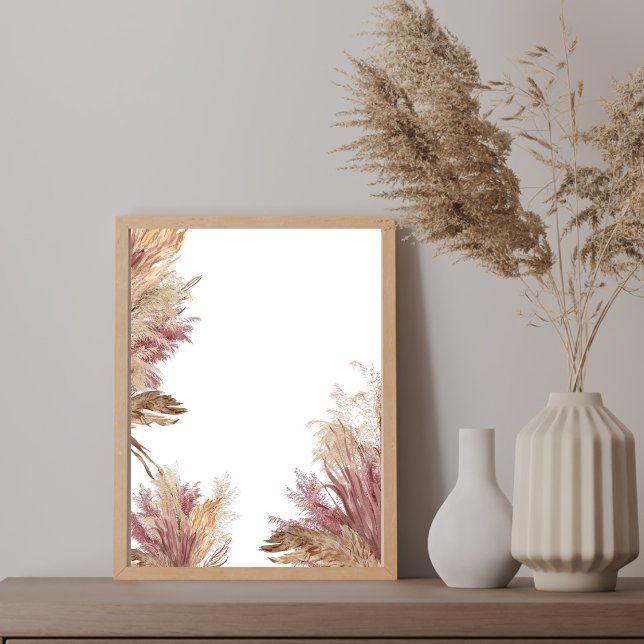 Skapa din egen DIY Boho Pampas Grass Mauve Rosa Poster (Skapare uppladdad)