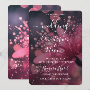 Skapa din egen djärva Rosa Bokeh Flower Bröllop Inbjudningar