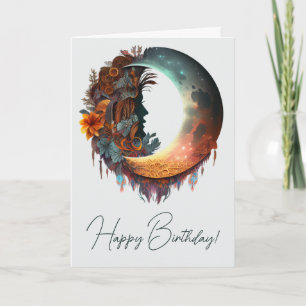 Skapa din egen dystra Blommigt Boho Crescent Måne Helgkort