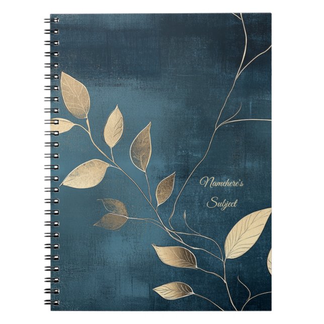 Skapa din egen elegant blå & guld minimalistisk de anteckningsbok (Framsidan)