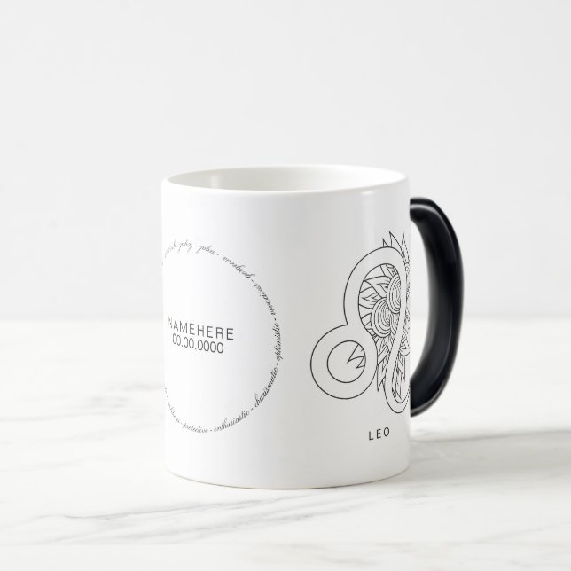 Skapa din egen Elegant Black & White Leo Zodiac Magisk Mugg (Framsida höger)