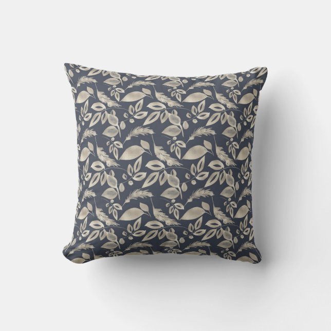 Skapa din egen Elegant Blue & Guld Foliage Kudde (Framsida)
