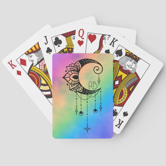 Skapa din egen Elegant Boho Måne Silhouette Casinokort (Baksidan)