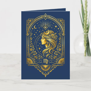 Skapa din egen elegant Guld Art Deco Jungfrun Helgkort