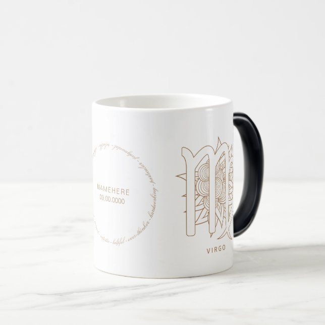 Skapa din egen Elegant Guld & White Våg Zodiac Magisk Mugg (Framsida höger)