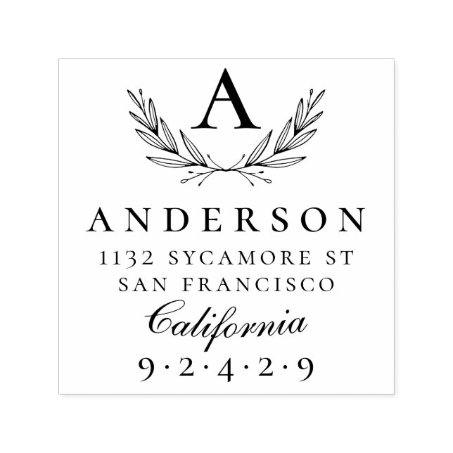 Skapa din egen Elegant Monogram-Returadress Självfärgande Stämpel (Design)