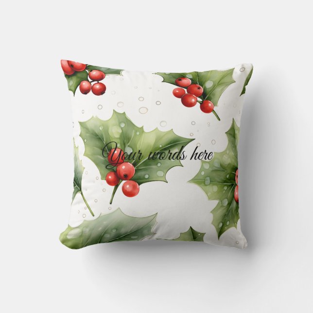 Skapa din egen Elegant Red Holly Kudde (Framsida)