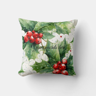 Skapa din egen Elegant Red Holly & Raindrops Kudde