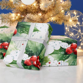 Skapa din egen Elegant Red Holly & Raindrops Presentpapper