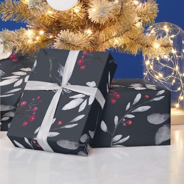 Skapa din egen elegant svarta och röda järnek presentpapper (Helgdagar)