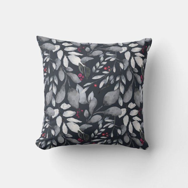 Skapa din egen elegant svarta ton röda julgran kudde (Framsida)