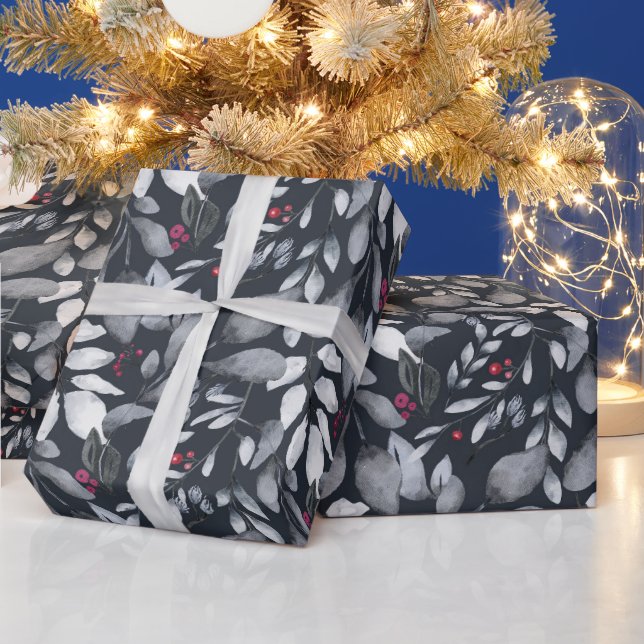 Skapa din egen elegant svarta ton röda julgran presentpapper (Helgdagar)