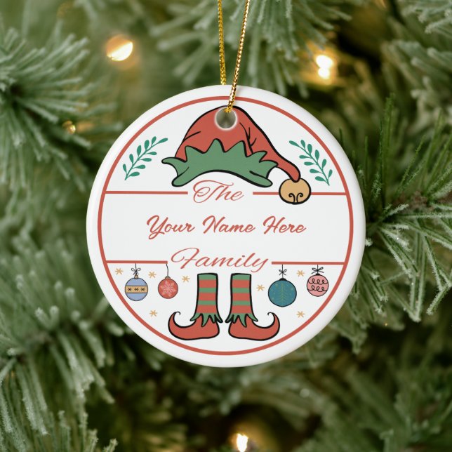 Skapa din egen Elf Namn & Year-jul Julgransprydnad Keramik (Träd)