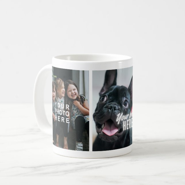 Skapa din egen enkla anpassade 3-foto kaffemugg (Framsida vänster)
