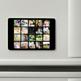 Skapa din egen familjefoto collage med monogram magnet