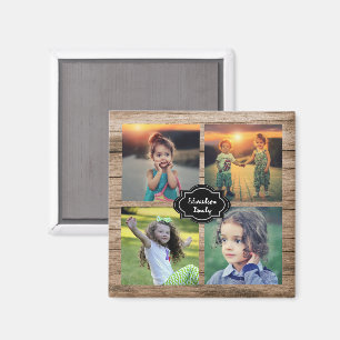Skapa din egen familjefoto collage monogramnamn magnet