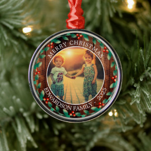 Skapa din egen familjefoto personlig jul julgransprydnad metall