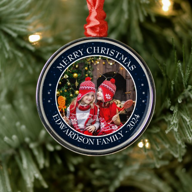 Skapa din egen familjefoto personlig jul julgransprydnad metall (Träd)