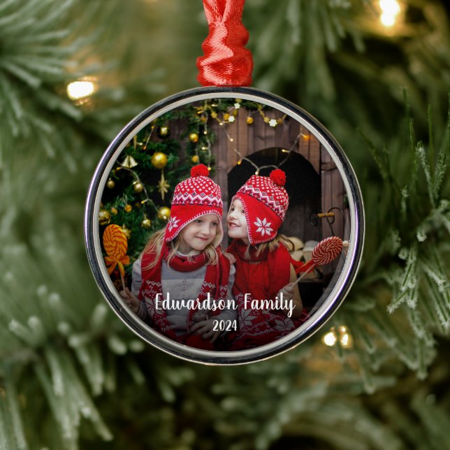Skapa din egen familjefoto personlig jul julgransprydnad metall (Träd)