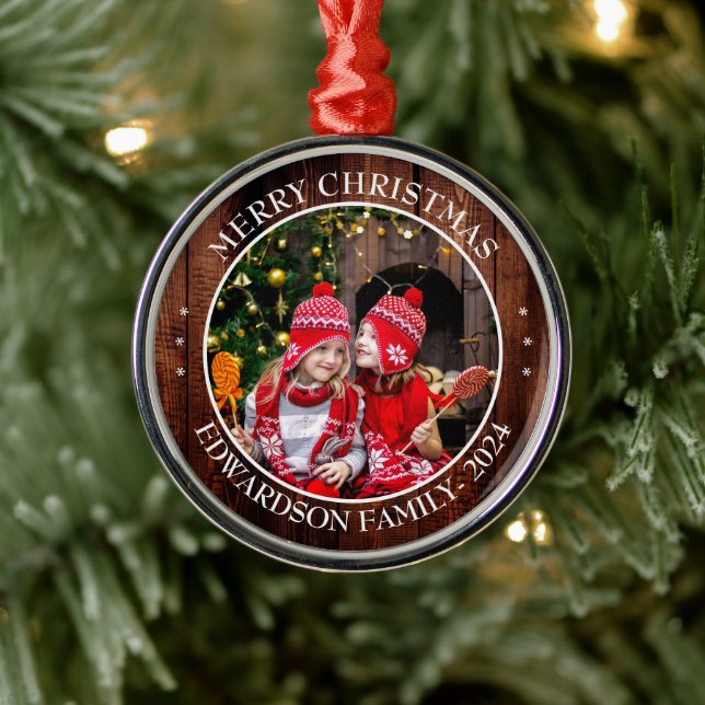 Skapa din egen familjefoto personlig jul julgransprydnad metall (Träd)