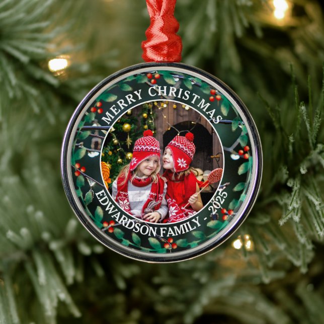 Skapa din egen familjefoto personlig jul julgransprydnad metall (Träd)