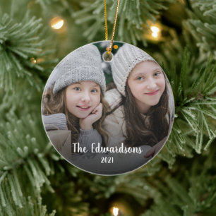 Skapa din egen familjefoto personlig julklapp julgransprydnad keramik