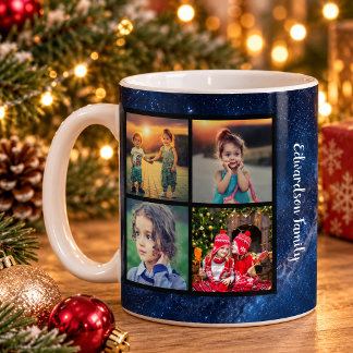 Skapa din egen familjefotocollage jul kaffemugg