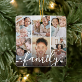 Skapa din egen familjefotocollage julgransprydnad keramik