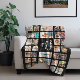 Skapa din egen familjefotocollage med 32 bilder fleecefilt